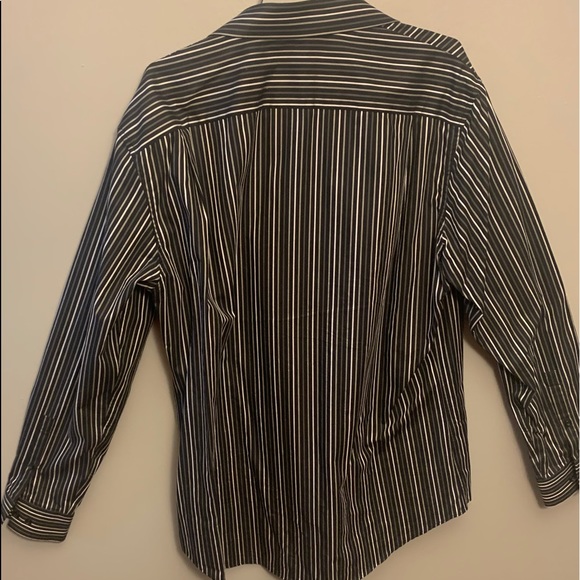 Black, white, grey stripe dress shirt, L - Picture 3 of 3